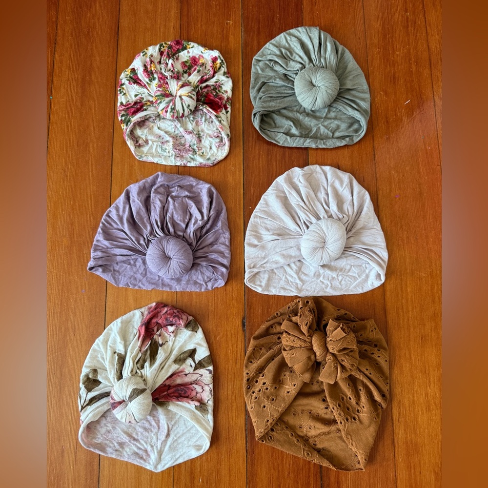 Floral and Solid Kids Turban Set